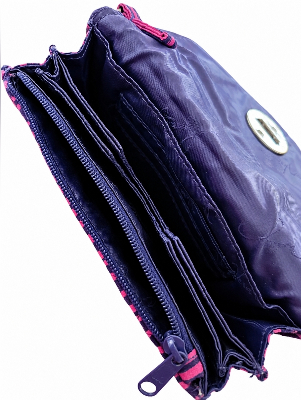 Vera Bradley Quilted Wristlet Wallet Purple Pink EUC Silver Hardware - Picture 6 of 6